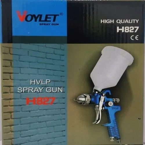 Voylet Stainless Steel,Plastic H 827 HVLP Spray Gun, Air Pressure: 30-50 psi, 8 - 9 (cfm)